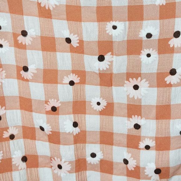 Greylin Dorothy Eyelet Daisy Tie Front Gingham Dress Tiered Peach White S NWT - Picture 10 of 13